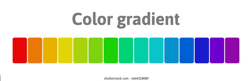 Color palette, gradient. Learning colors scheme for kids. Set of solid colors, template. Vector illustration, flat design element. Isolated on white background.