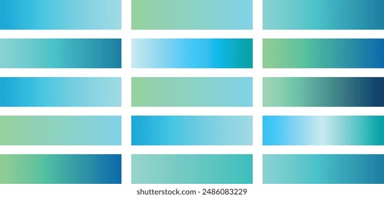 Color palette gradient set. Cyan gradient. Set of cyan gradients, blue gradient. Vibrant gradients set. Modern gradients isolated on white background