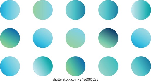 Color palette gradient set. Cyan gradient. Set of cyan gradients, blue gradient. Vibrant gradients set. Modern gradients isolated on white background