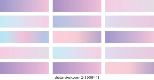 Conjunto de degradado de paleta de colores. Degradado púrpura. Conjunto de Gradientes morados, degradado rosa. Conjunto de Gradientes púrpuras. Gradientes modernos aislados sobre fondo blanco