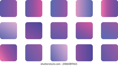 Color palette gradient set. Purple gradient. Set of purple gradients, pink gradient. Purple gradients set. Modern gradients isolated on white background