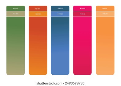 Color Palette, Gradient Color Swatches in RGB, Paint Palette, Bright Colors in HEX Codes Catalog, Colorful hues Tones.