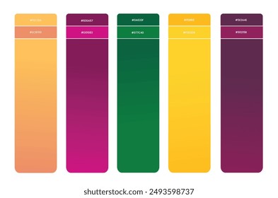 Color Palette, Gradient Color Swatches in RGB, Paint Palette, Bright Colors in HEX Codes Catalog, Colorful hues Tones.