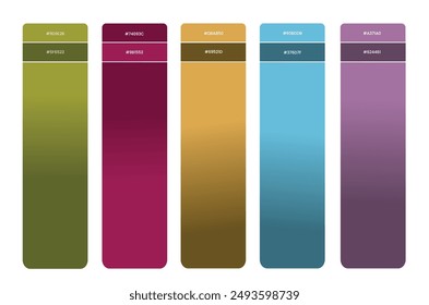 Color Palette, Gradient Color Swatches in RGB, Paint Palette, Bright Colors in HEX Codes Catalog, Colorful hues Tones.