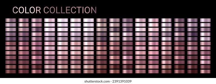 Color palette gradients collection. Metallic gradient vector colorful swatches texture set. Colorful background template for banner, flyer. Pink, lilac, beige powdery palette collection vector design