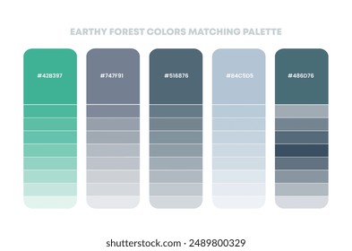 Farbpalettenführung in erdigen Farbdesign-Kollektionen, Inspiration oder Farbkarte mit Vorlage der Kodes. Farbkombinationssatz von RGB.