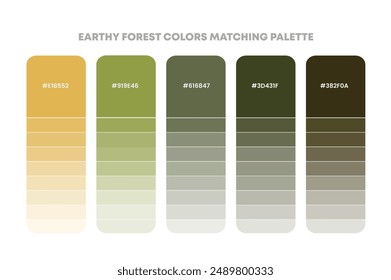 Color palette guide in Earthy color theme collections. inspiration or color chart with codes template. Color combination set of RGB.
