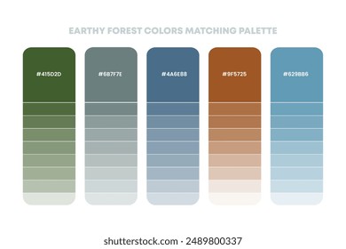 Color palette guide in Earthy color theme collections. inspiration or color chart with codes template. Color combination set of RGB.