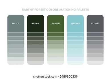 Color palette guide in Earthy color theme collections. inspiration or color chart with codes template. Color combination set of RGB.