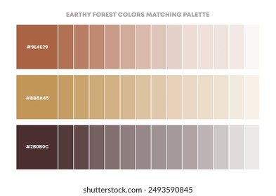 Color palette guide in Earthy color theme collections. inspiration or color chart with codes template. Color combination set of RGB.