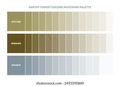 Color palette guide in Earthy color theme collections. inspiration or color chart with codes template. Color combination set of RGB.