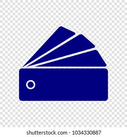 Color palette guide icon. Vector. Navy blue flat icon on transparent background.