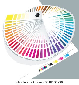 Color palette guide of paint sample, paint selection catalog.