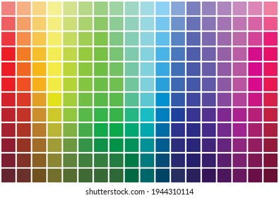 Color palette guide.  RGB color model with intersecting red, green and blue squares.