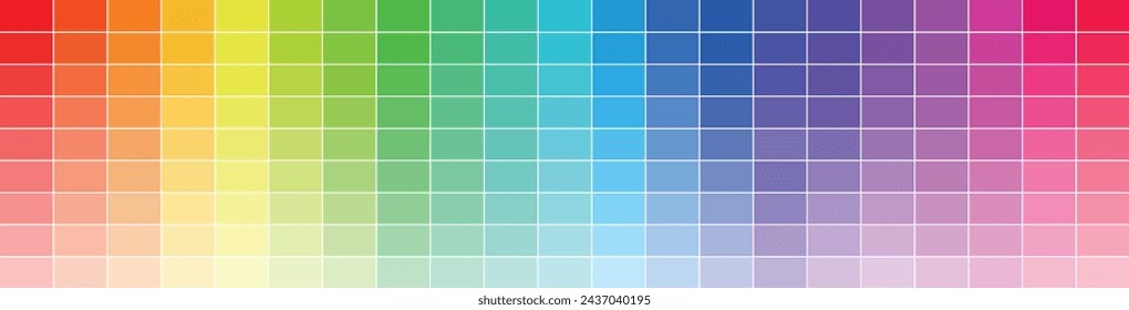 Color palette guide.  RGB color model with intersecting red, green and blue squares.