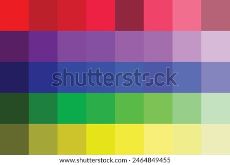 Color palette guide. RGB color model with intersecting red, green and blue squares.
