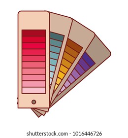color palette guide scale set in colorful silhouette with thin red contour