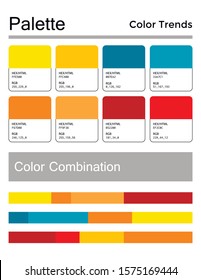 Color palette, harmonious combination, codes and names. Fashion colors for using in design, web, clothes, interiors and textiles. 