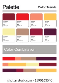 Color palette, harmonious combination, codes and names. Fashion colors for using in design, web, clothes, interiors and textiles. 