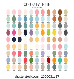 Color palette with hex codes for kids illustration colorful