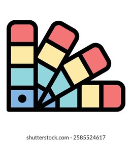 Color Palette Icon: Artistic Hue Selection in Flat Line Color Style.