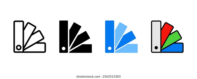Color palette icon. Color guide template vector illustration. Paint shade selection multicolor swatch symbol. RGB colours sample collection. Designers color choice line chart pictogram.