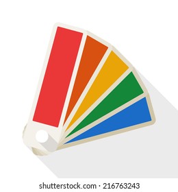 Color palette icon with long shadow on white background