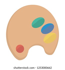 color palette icon, Palette with paints and brush isolated on white background