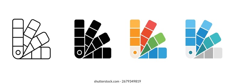 Ícone de paleta de cores define vetor em fundo branco. , guia, design, seleção, amostra, amostra, tom, espectro, gráfico, pintura, cartão, gráfico, arte, artista, em branco, símbolo.