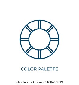 color palette icon. Thin linear color palette outline icon isolated on white background. Line vector color palette sign, symbol for web and mobile