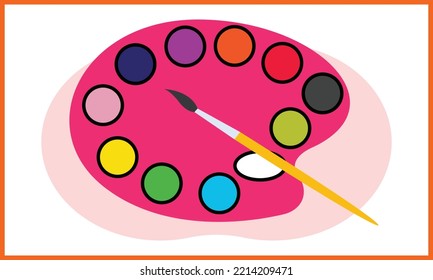 Icono de paleta de color e ilustraciones vectoriales, niños creativos de iconos de color de Apple e Ilustración vectorial de icono de paleta de color.