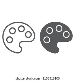 Color palette line and glyph icon, tools and art, paint sign, vector graphics, a linear pattern on a white background, eps 10.