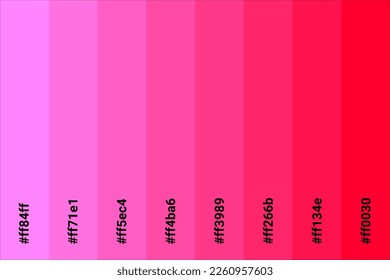 Color palette of magenta with color code. Tone color guide. Vector illustration EPS 10 File.