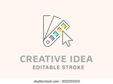 Paleta de colores con el cursor del ratón. Diseño de logotipo creativo.