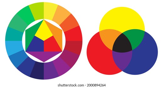 color palette on white background. Graphic color background. Circle triangle. Vector illustration. Stock image.