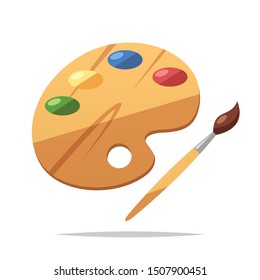 Color palette with paint brush vector isolated illustration
