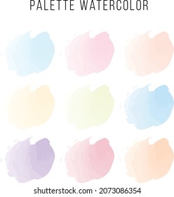 Color palette. Paint brushes. Paint strokes. A palette of oil paints. Palette of watercolor paints. Design addition. Ornaments