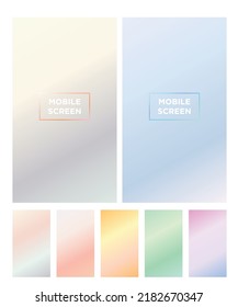 Color palette, Pastel bright soft color gradient background design. Samples for designmobile screen. Vector backdrop.