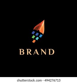 Color palette rocket vector logo design template. Bright colors vector illustration
