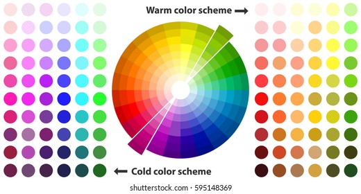 Color palette, color schemes, warm colors, cool colors, spectrum. Flat design, vector illustration, vector.
