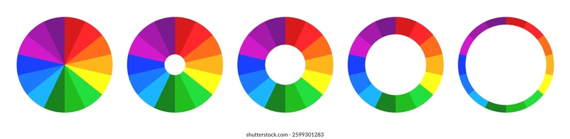 Color palette set, colors chart diagrams, rainbow multicolored round element, color wheel spectrum - vector
