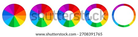 Color palette set, colors chart diagrams, rainbow multicolored round element, color wheel spectrum - vector