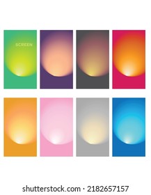 Color palette, solid bright strong color gradient background design. Samples for designmobile screen. Vector backdrop.