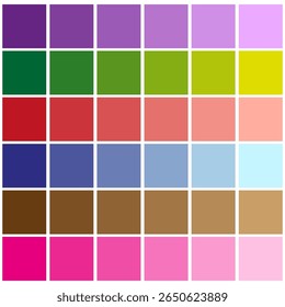 Quadrados da paleta de cores. Amostras de espectro vívido. Coleção de tons de gradiente. Óculos vibrantes vetoriais.