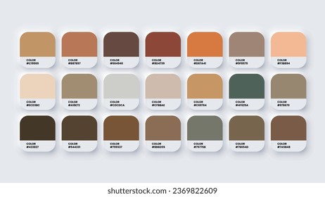 Color Palette, Color Swatches in RGB, HEX Colors, Pastel Colour in HEX Codes Catalog. Paint Colours Palette, Neutral Tones