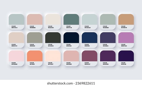 Color Palette, Color Swatches in RGB, HEX Colors, Pastel Colour in HEX Codes Catalog. Paint Colours Palette, Neutral Tones