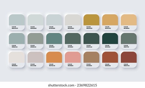 Color Palette, Color Swatches in RGB, HEX Colors, Pastel Colour in HEX Codes Catalog. Paint Colours Palette, Neutral Tones