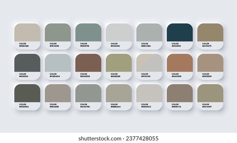 Color Palette, Color Swatches in RGB, HEX Colors, Pastel Colour in HEX Codes Catalog. Paint Colours Palette, Neutral Tones
