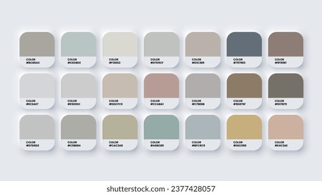 Color Palette, Color Swatches in RGB, HEX Colors, Pastel Colour in HEX Codes Catalog. Paint Colours Palette, Neutral Tones