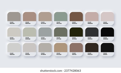 Color Palette, Color Swatches in RGB, HEX Colors, Pastel Colour in HEX Codes Catalog. Paint Colours Palette, Neutral Tones